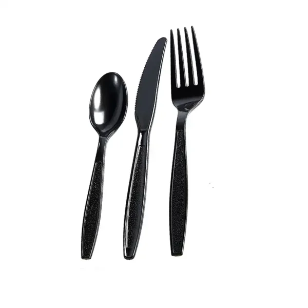 Black Heavy Weight Wrapped Polystyrene Plastic Cutlery Pack with Napkin and Salt and Pepper Packets -250/Case