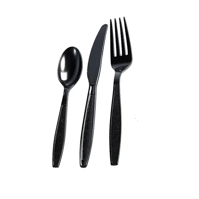 Black Heavy Weight Wrapped Polystyrene Plastic Cutlery Pack with Napkin and Salt and Pepper Packets -250/Case