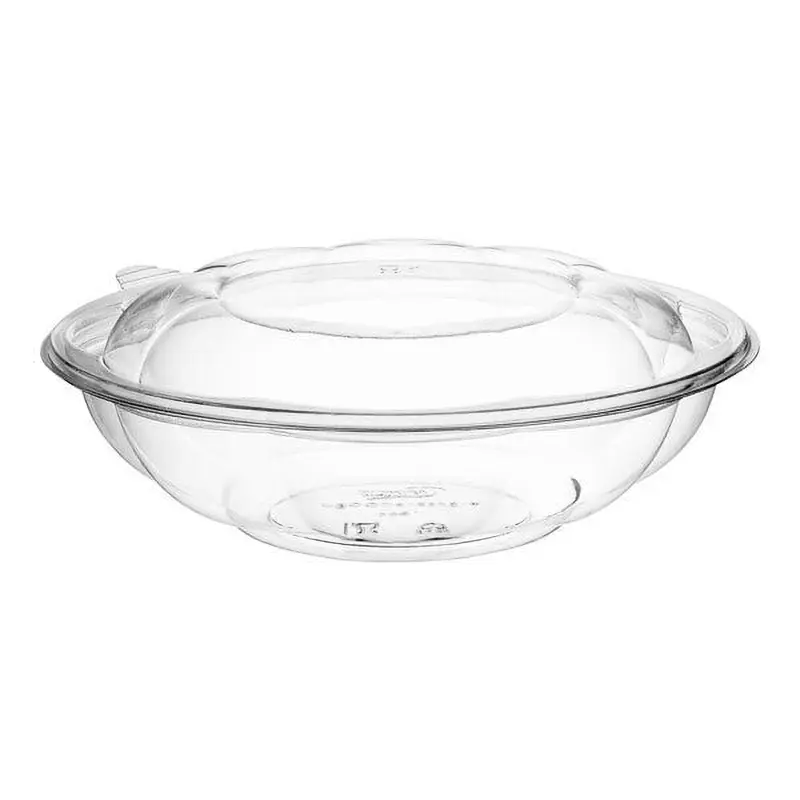 18 oz. Clear Plastic Salad Bowl with Lid - 150/Case - Image 2