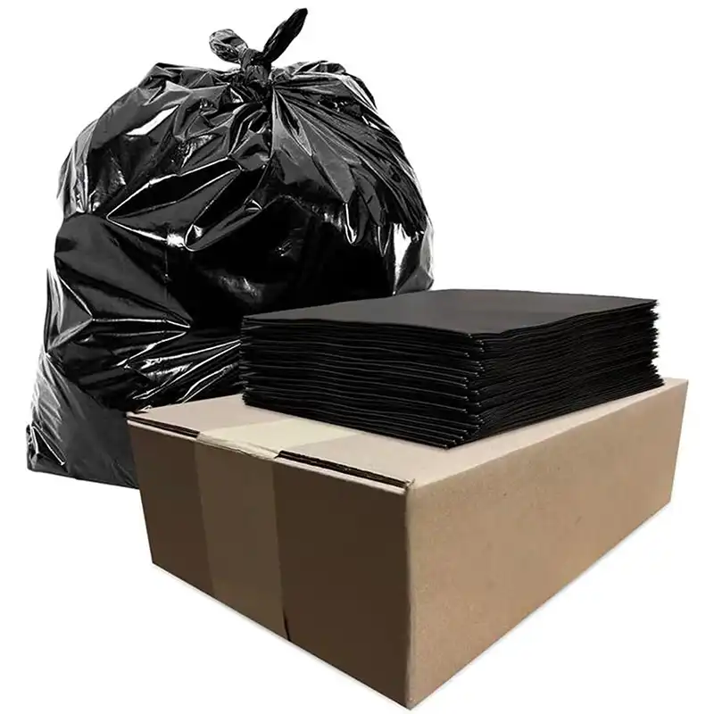 Medco-46 Gallon 3 Mil 40” x 46” Low Density Heavy-Duty Industrial Contractor Black Trash Bag Can Liner-50/Case