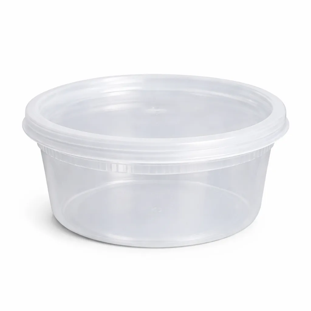 Heavy Duty 8 oz. Microwavable Translucent Plastic Deli Container and Lid Combo Pack – 240/Case
