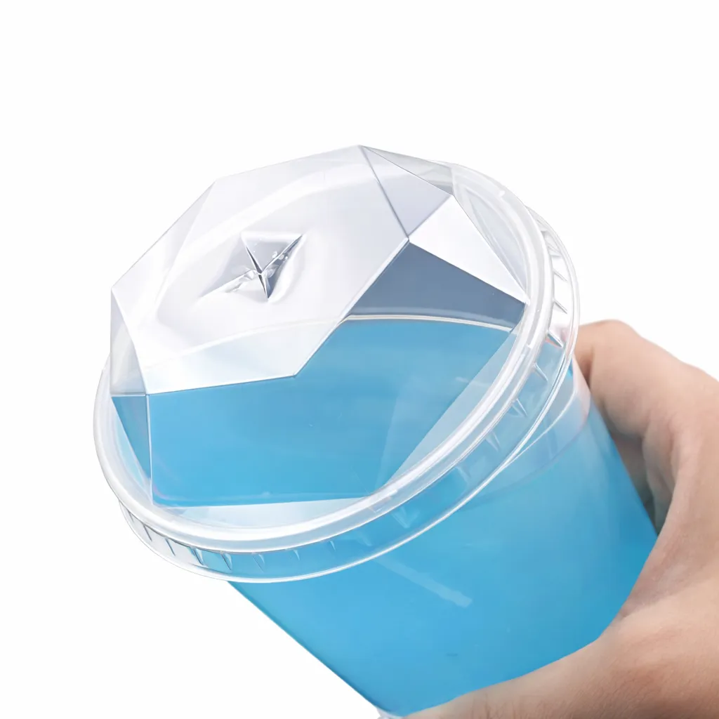 12, 16, 20, 24 oz. Clear Dimond cut Dome Lid with straw slot – 1000/Case