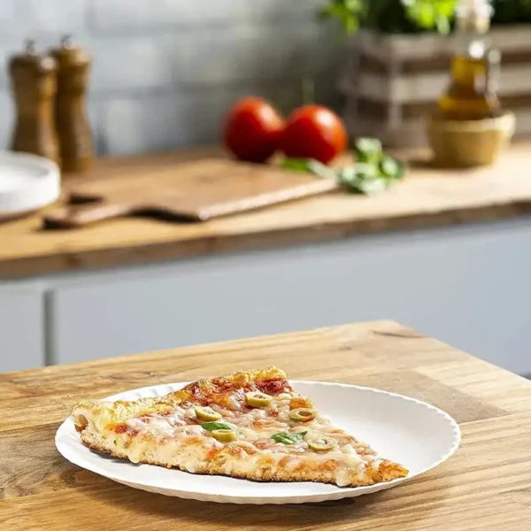 9” White Uncoated Pizza Paper Plate –1000/Case - Image 4