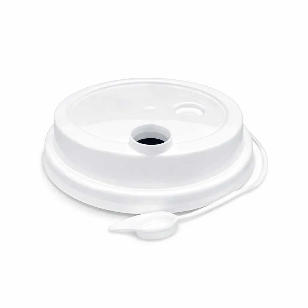 16-32 oz Premium PP Lid Attached Stopper For PP Injection Cup White - 1000/case - Image 2