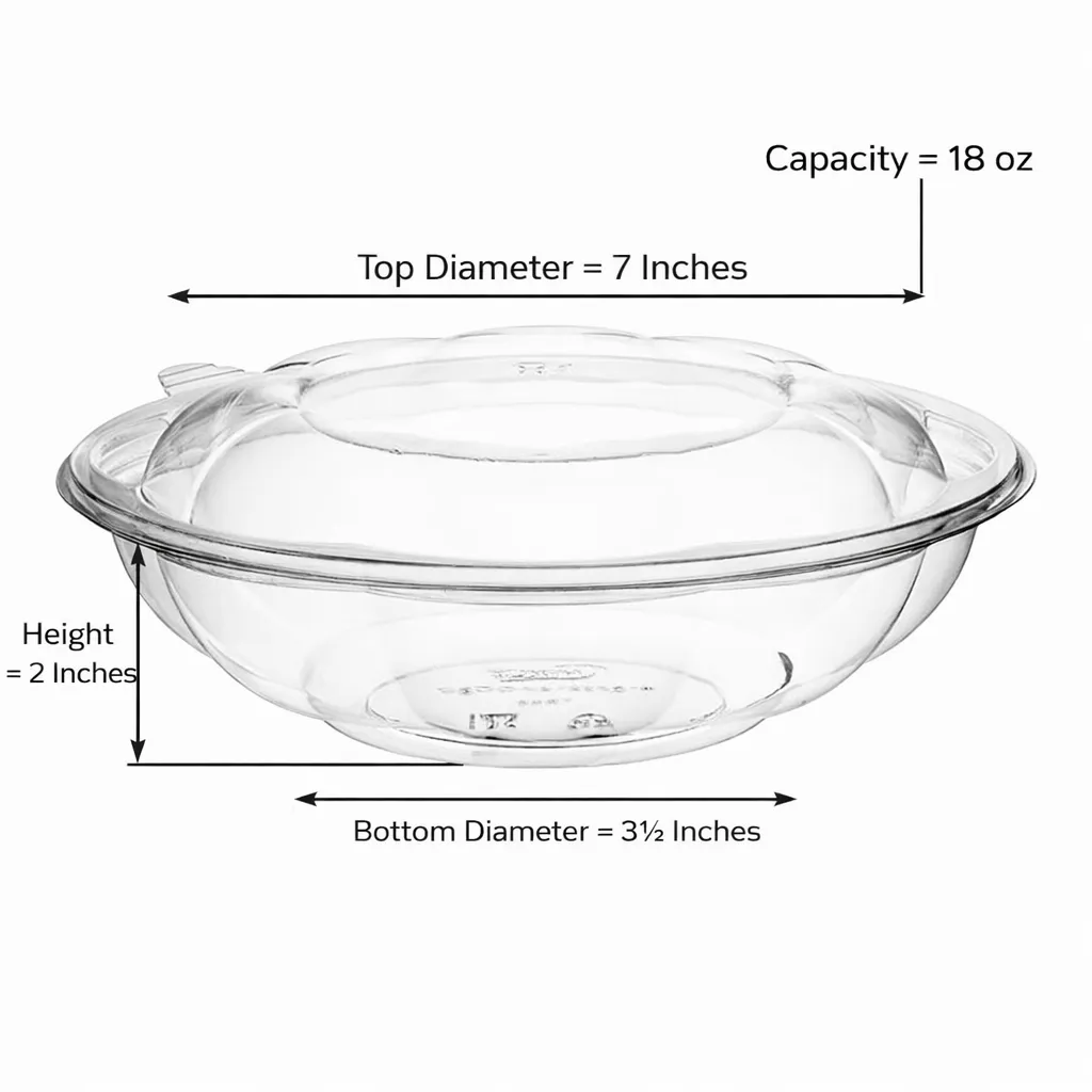 18 oz. Clear Plastic Salad Bowl with Lid - 150/Case - Image 3