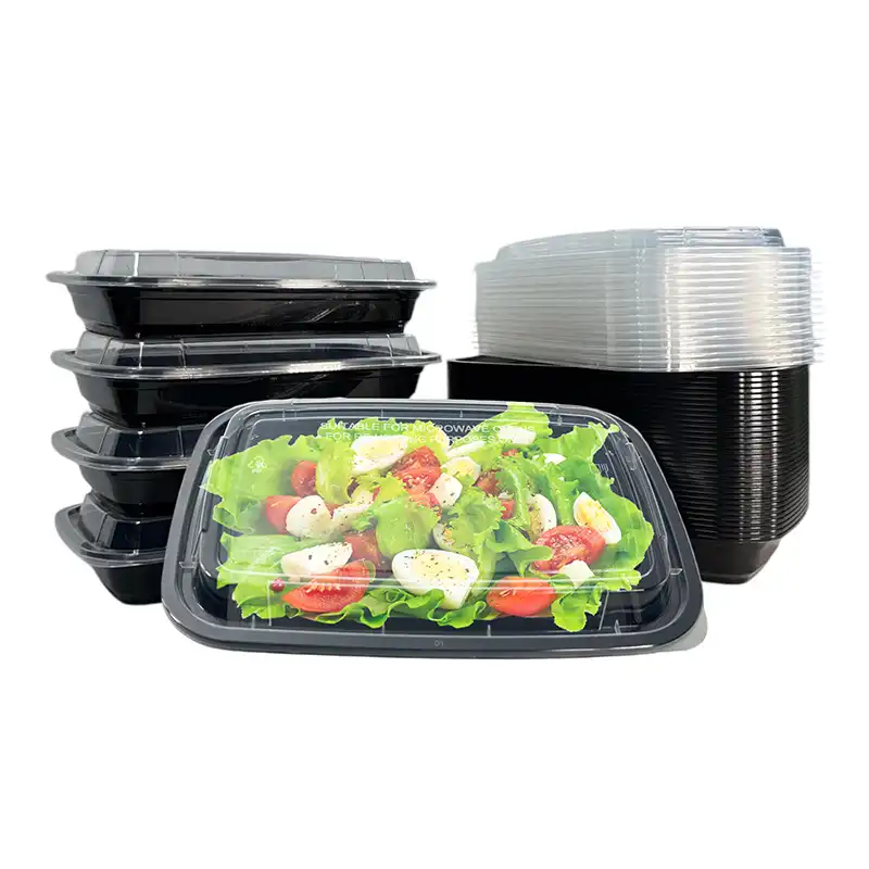 16 oz Black 8 x 5 14 x 1 12 Rectangular Microwavable Heavy Weight Container with Lid – 25/Pack