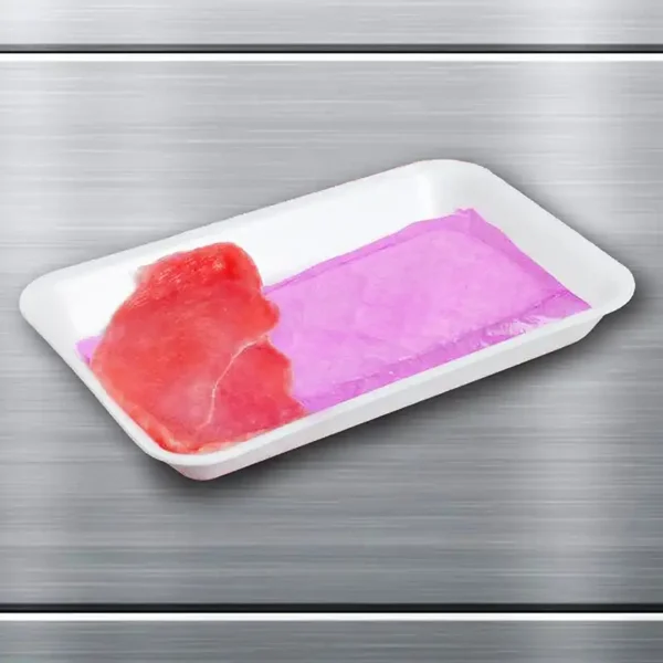 Pink 4" x 7" Absorbent Meat, Fish and Poultry Pad 40 Grams - 2500/Case - Image 2