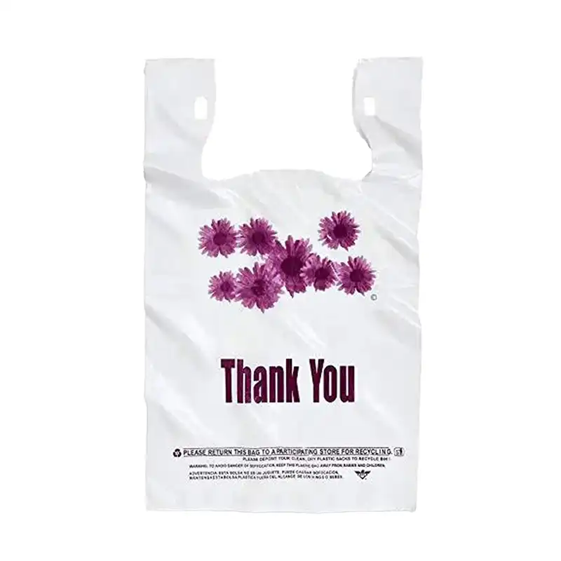 1/6 Standard Size White Thank You heavy-Duty Plastic T-Shirt Bag – 400/Case