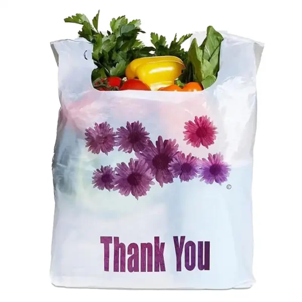 1/6 Standard Size White Thank You heavy-Duty Plastic T-Shirt Bag – 400/Case - Image 2