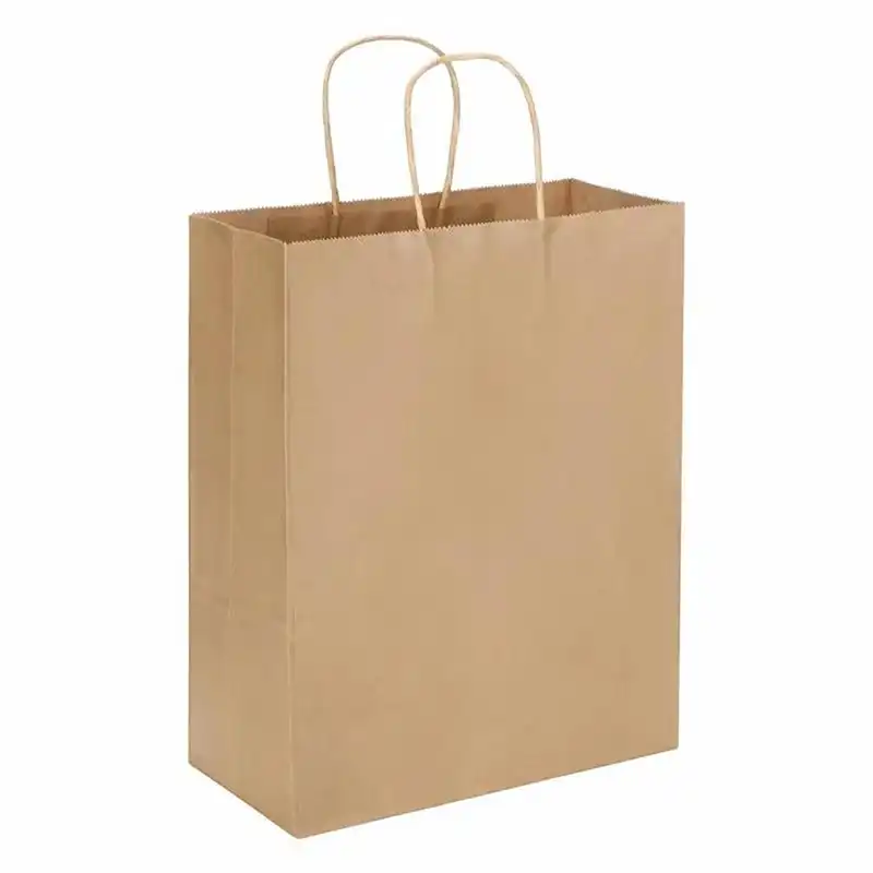 12” x 9” x 15 3.4” Natural Kraft Paper Customizable Shopping Bag with Handles – 250/Case