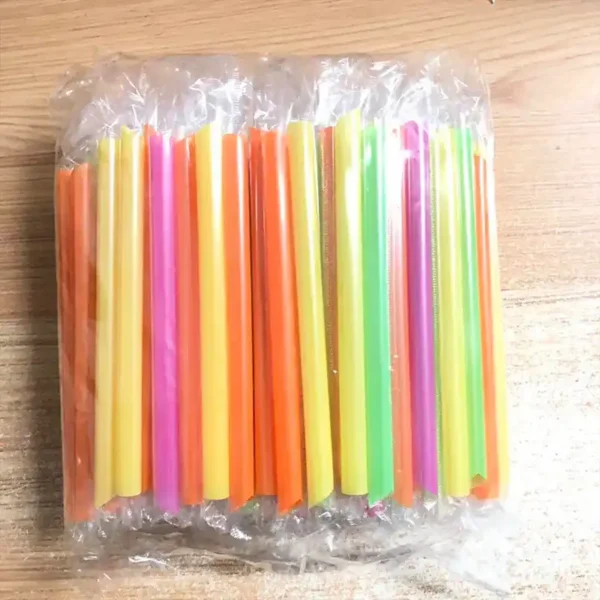 9" Multicolor Stripe Pointed Wrapped Smoothie Straw - 2200/Case - Image 3