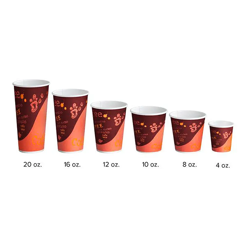 8 oz. Coffee Print Poly Paper Hot Cup – 1000/Case