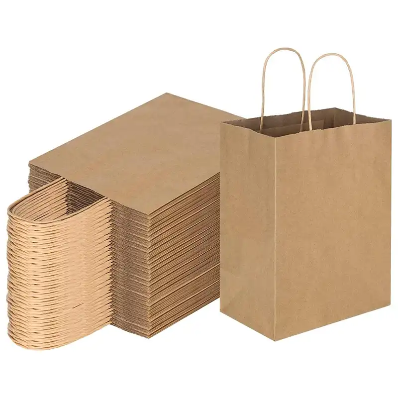 Natural Kraft Paper Customizable Shopping Bag with Handles