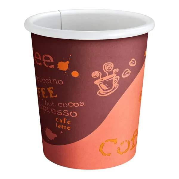 4 oz. Coffee Print Poly Paper Hot Cup –1000/Case