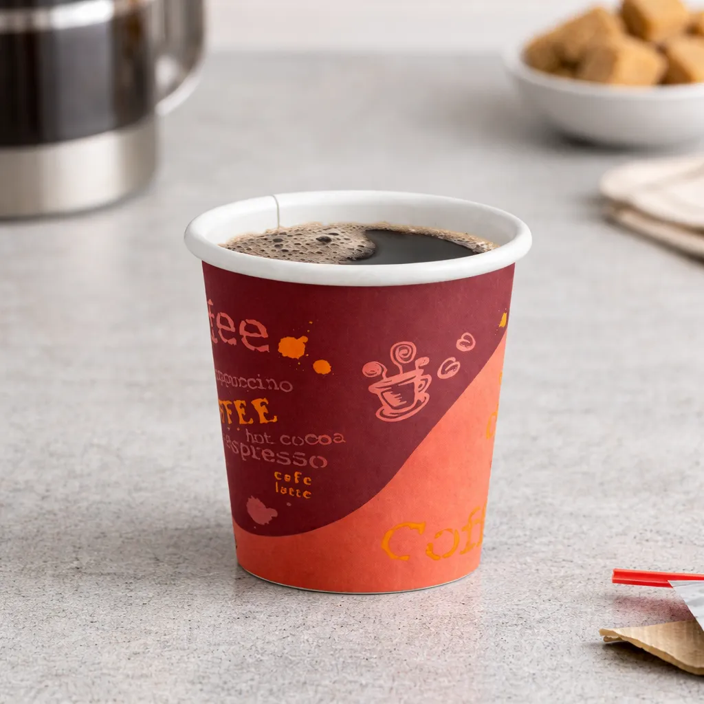 4 oz. Coffee Print Poly Paper Hot Cup –1000/Case - Image 3