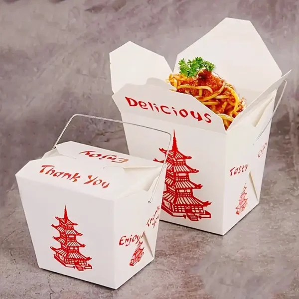 Paper Take-Out Container with Wire Handle - Image 2