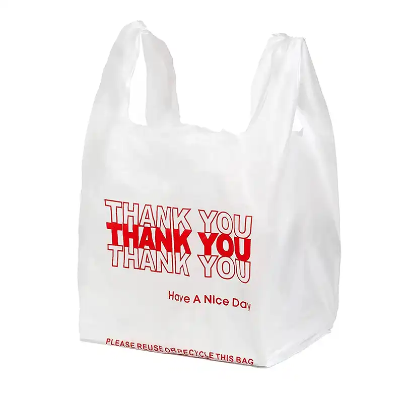 1/10 XS Size white thanks writing standard Duty Plastic T-Shirt Bag – 1500/Case