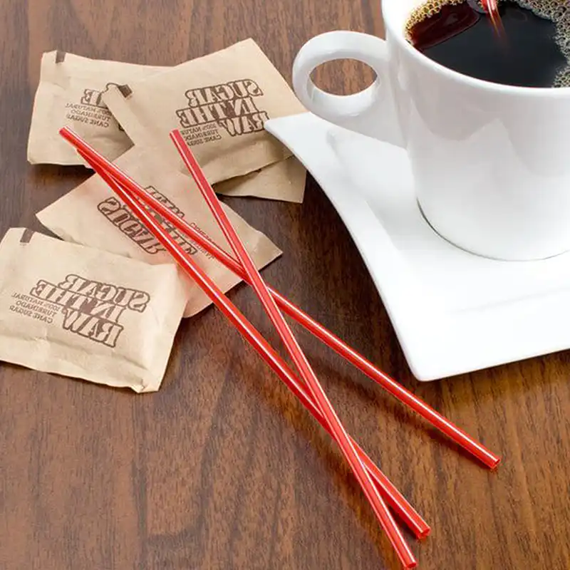 7.5 Inc black Unwrapped Coffee Stirrer Sip Straw – 10000/Case - Image 3