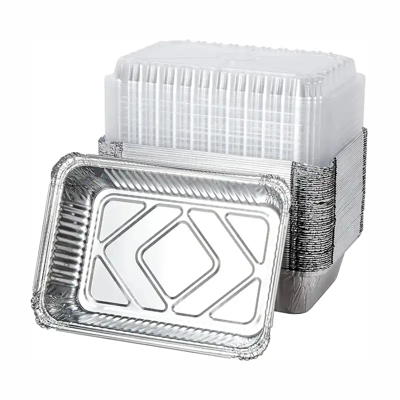 Oblong Clear Plastic Dome Lid Shallow Foil Take-Out Container
