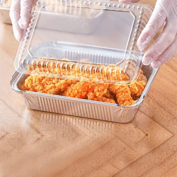 Oblong Clear Plastic Dome Lid Shallow Foil Take-Out Container - Image 3