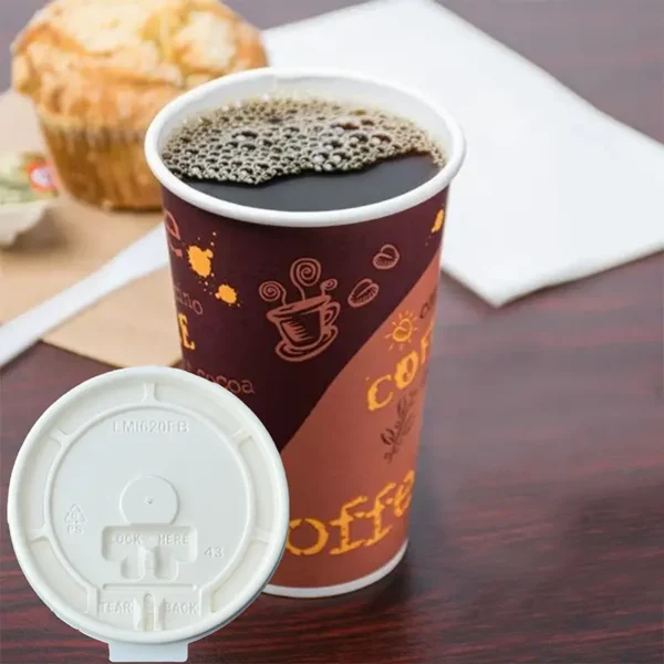 Hot paper cups White Plastic Tab Lid - Image 2