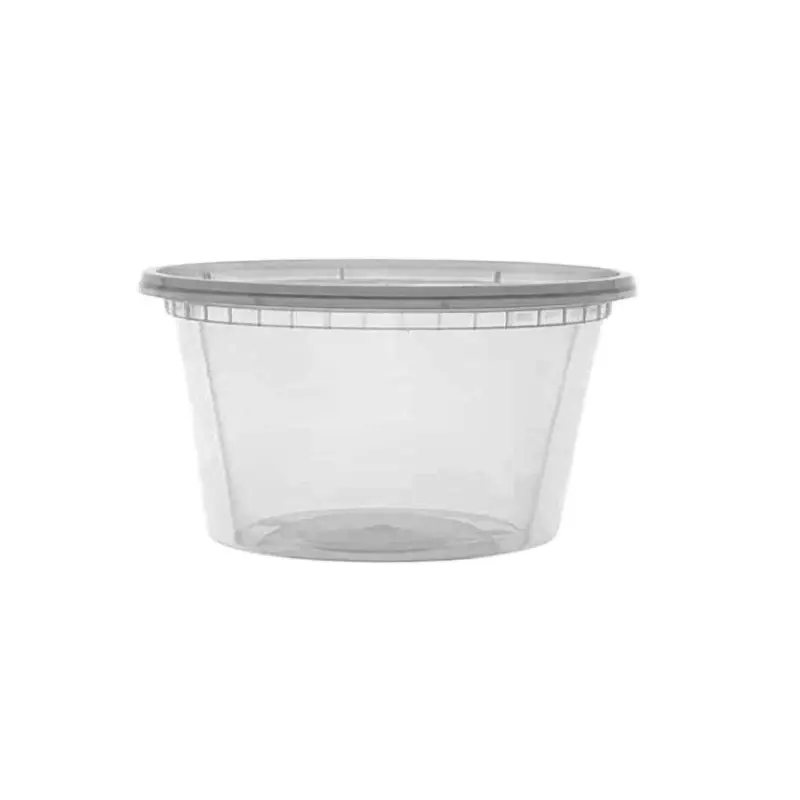 Heavy Duty 12 oz. Microwavable Translucent Plastic Deli Container and Lid Combo Pack – 240/Case - Image 2