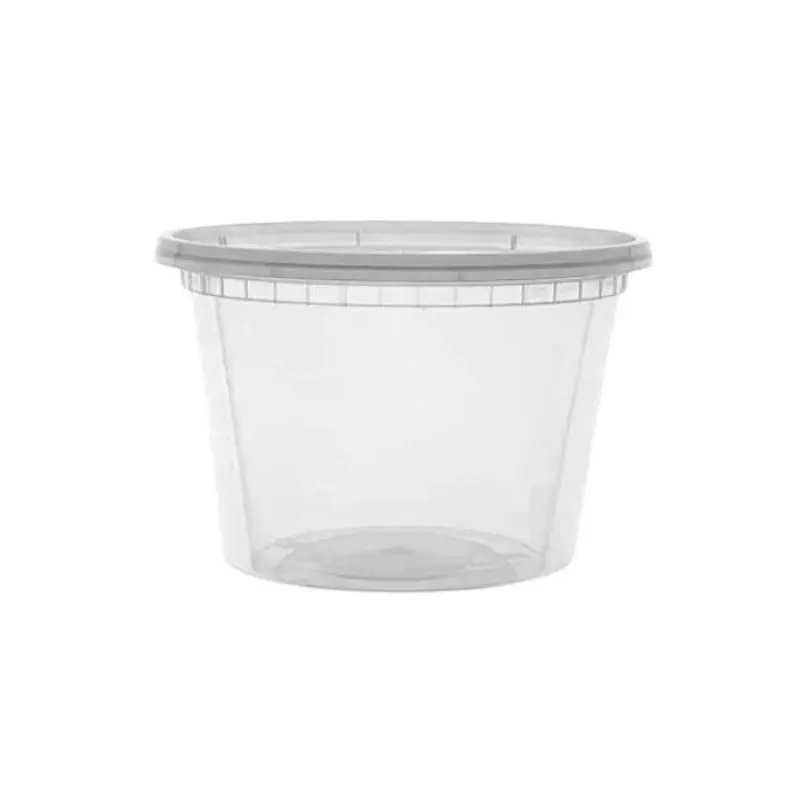 Heavy Duty 16 oz. Microwavable Translucent Plastic Deli Container and Lid Combo Pack – 240/Case - Image 3