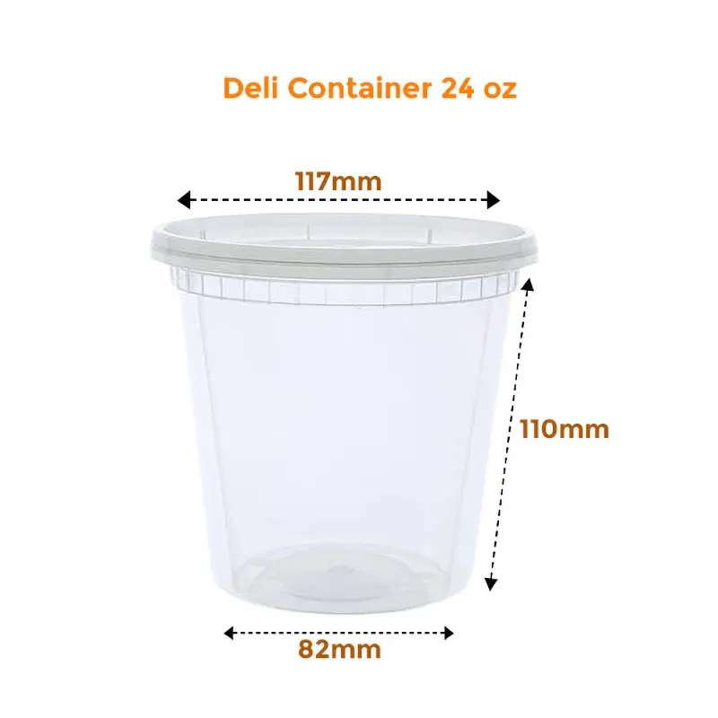 Heavy Duty 24 oz. Microwavable Translucent Plastic Deli Container and Lid Combo Pack – 240/Case - Image 2