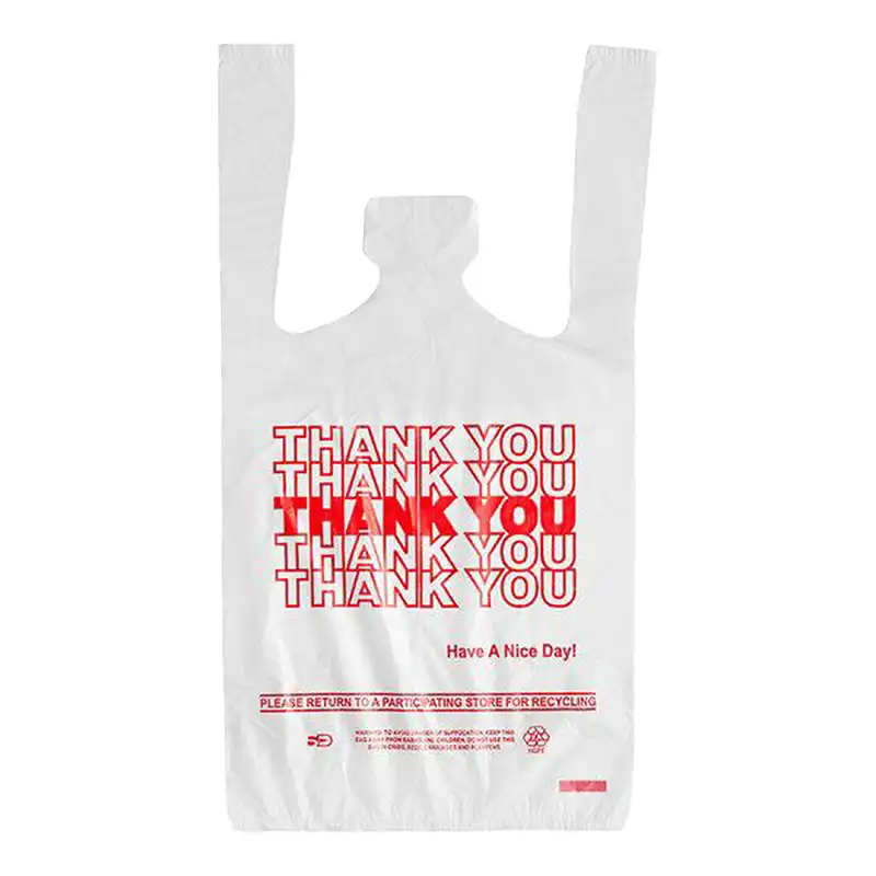 1/10 XS Size white thanks writing standard Duty Plastic T-Shirt Bag – 1500/Case