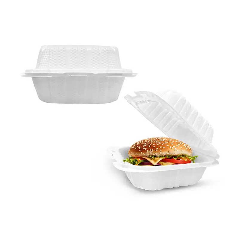 6” x 6” 1-Compartment Microwaveable White Mineral-Filled Plastic Hinged Take-Out Container – 250/Case