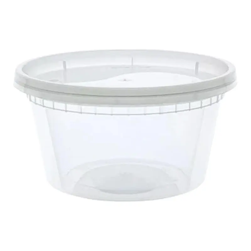 Heavy Duty 12 oz. Microwavable Translucent Plastic Deli Container and Lid Combo Pack – 240/Case