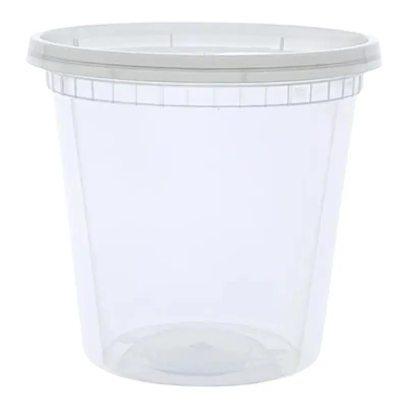 Heavy Duty 24 oz. Microwavable Translucent Plastic Deli Container and Lid Combo Pack – 240/Case