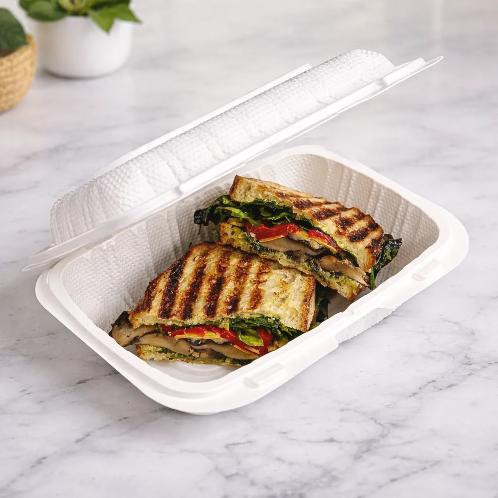 9” x 6” 1-Compartment Microwaveable White Mineral-Filled Plastic Hinged Take-Out Container – 150/Case