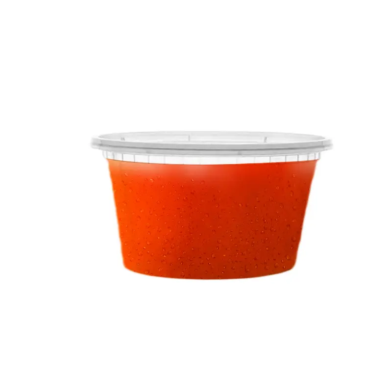 Heavy Duty 12 oz. Microwavable Translucent Plastic Deli Container and Lid Combo Pack – 240/Case - Image 3