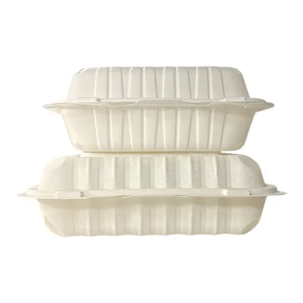9” x 9” x 3” 1-Compartment Microwaveable White Mineral-Filled Plastic Hinged Take-Out Container – 150/Case - Image 5