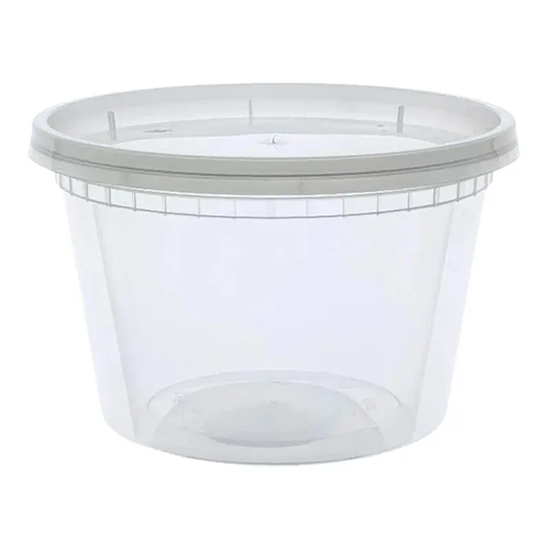 Heavy Duty 16 oz. Microwavable Translucent Plastic Deli Container and Lid Combo Pack – 240/Case