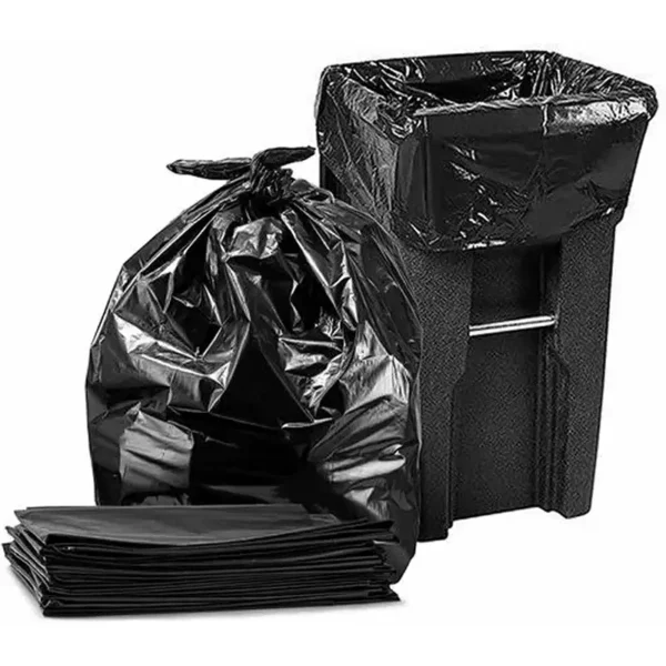 Medco-55-60 Gallon 1.2 Mil 38” x 58” Low Density Medium-Duty Black Trash Bag Can Liner-80/Case - Image 2