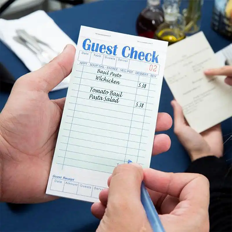 Guest Check with Top Guest Receipt (Green & White) – 50/Case - Image 2
