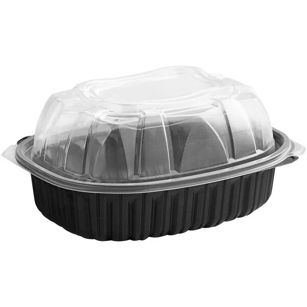 Black Microwavable Chicken Roaster Take-Out Container with Dome Lid – 100/Case
